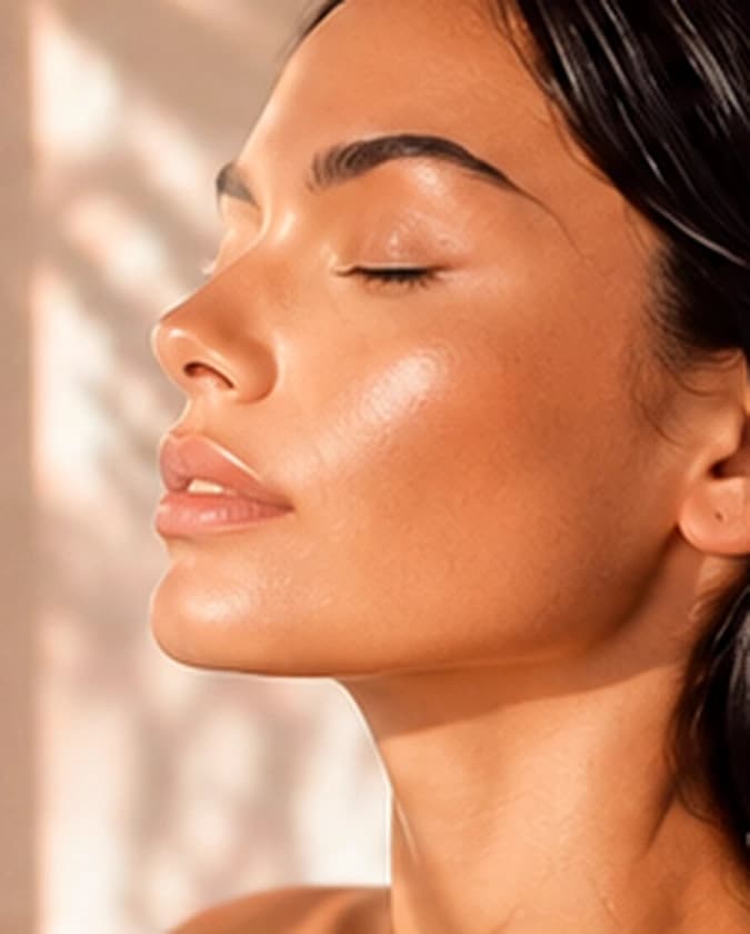 Visage féminin lumineux, référence esthétique