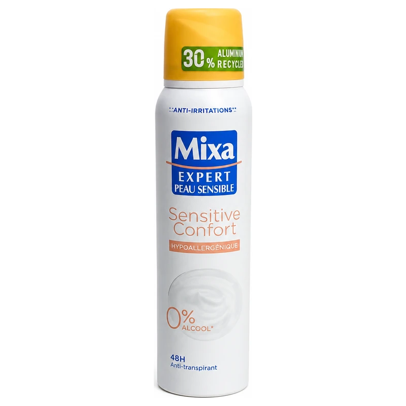 mixa Déodorant anti-transpirant Expert Peau Sensible Sensitive Confort